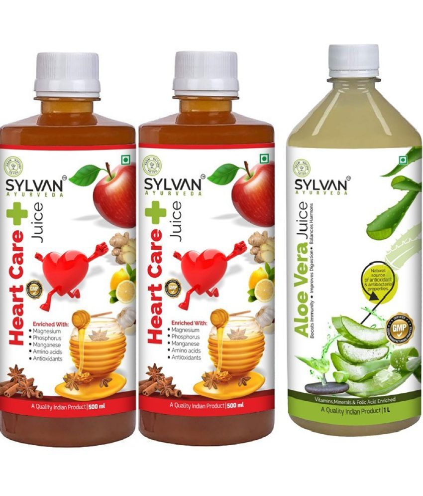     			SYLVAN AYURVEDA |HEART CARE 1000ML AND ALOEVERA JUICE 2L |PACK OF 3 (3 x 0.83 L)