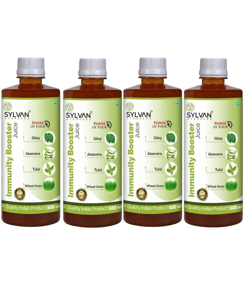     			SYLVAN AYURVEDA IMMUNITY BOOSTER JUICE WITH GILOY, WHEAT GRASS, ALOE VERA AND TULSI ( POWER OF FOUR ) | PACK OF 4 (2 x 1000 ml)