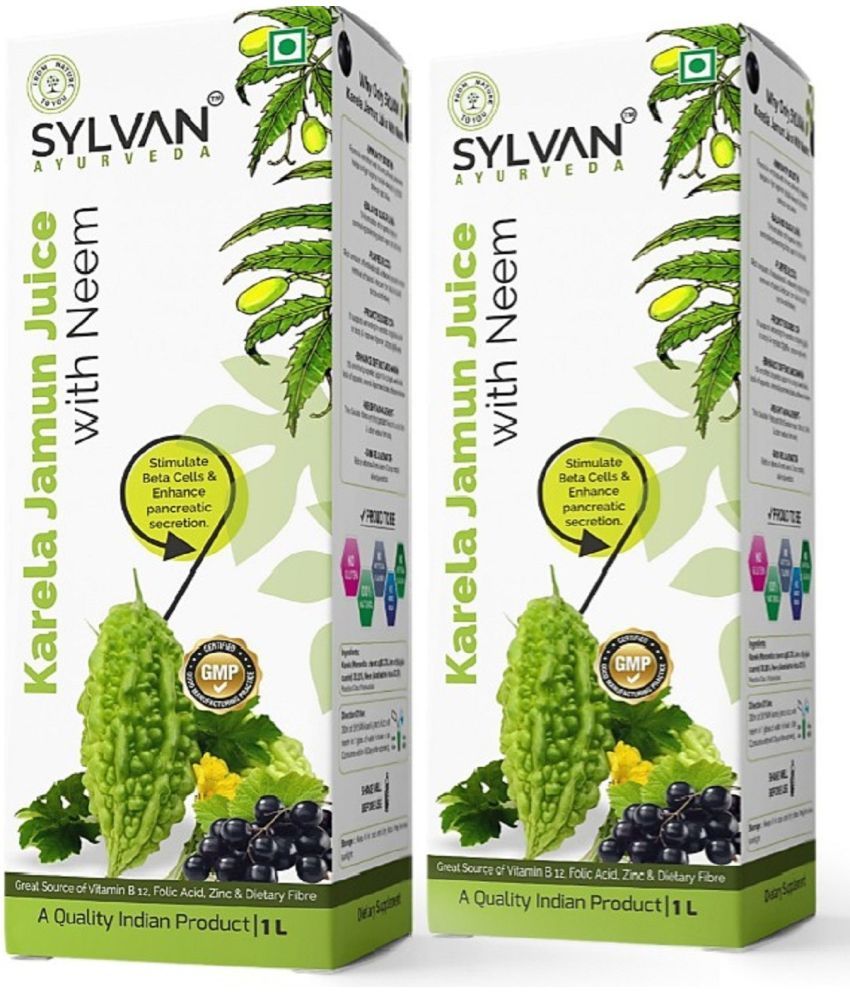     			SYLVAN AYURVEDA KARELA JAMUN JUICE WITH NEEM - 2L (1 X 2 Pc) I COMBO SAVER PACK I (2 x 1000 ml)