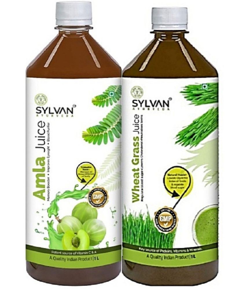     			SYLVAN AYURVEDA SYLVAN AMLA JUICE 1L & WHEAT GRASS JUICE 1L | PACK OF 2 (2 x 975 ml)