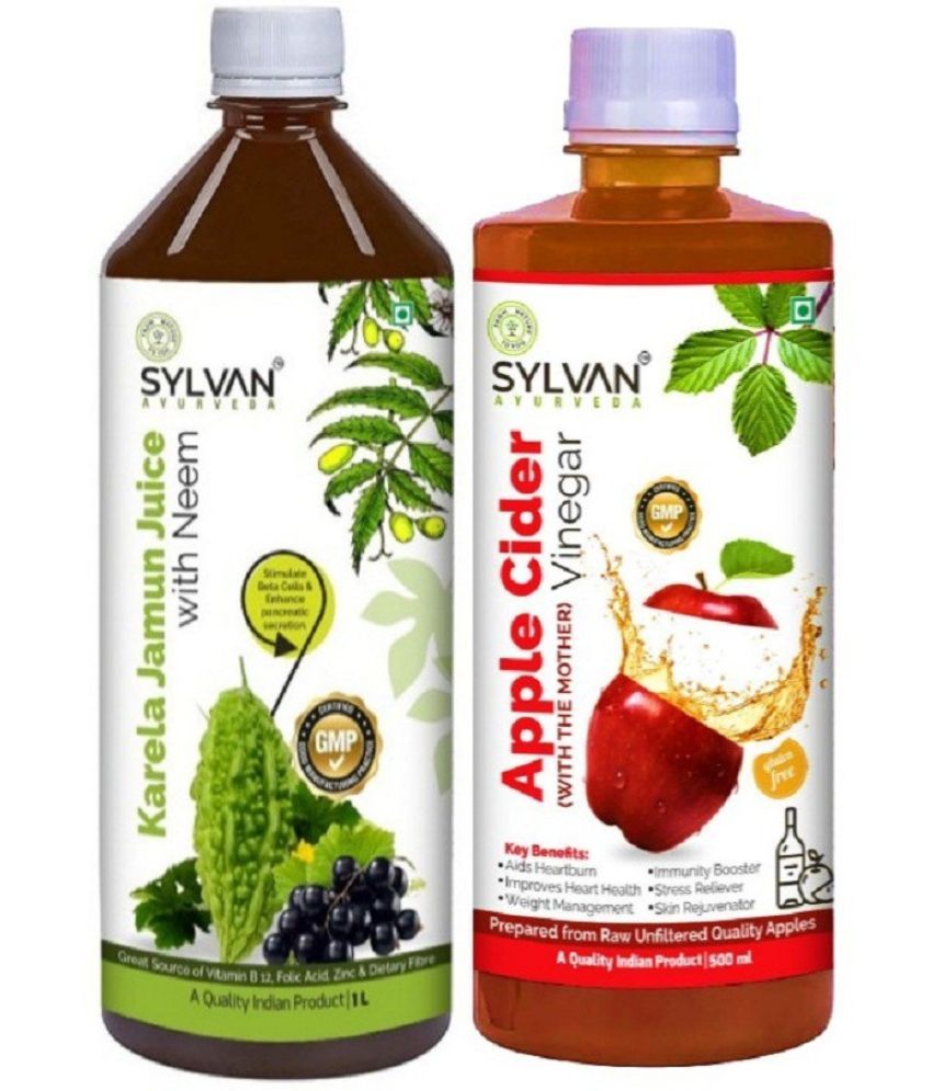     			SYLVAN AYURVEDA SYLVAN KARELA JAMUN JUICE WITH NEEM 1L & APPLE CIDER VINEGAR 500ML I Value Pack Of 2 (2 x 0.75 L)