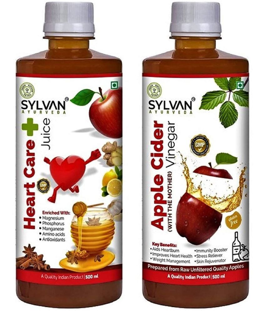     			SYLVAN AYURVEDA Sylvan Heart Care Juice & Apple Cider Vinegar Combo- 500 ml x 2 Pcs. Improves Heart Health Manages Weight Blockage (2 x 475 ml)