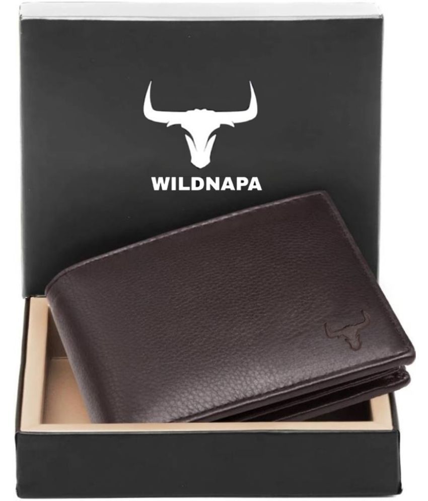     			WILDNAPA 100% Leather Solid Men's Regular Wallet With 8 Slots For Card ( Brown , Pack of 1 )