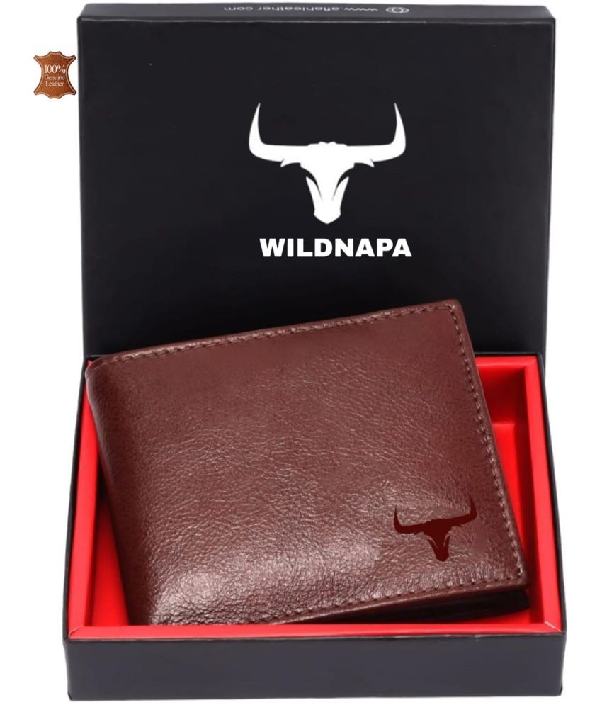     			WILDNAPA 100% Leather Solid Men's Regular Wallet With 8 Slots For Card ( Brown , Pack of 1 )