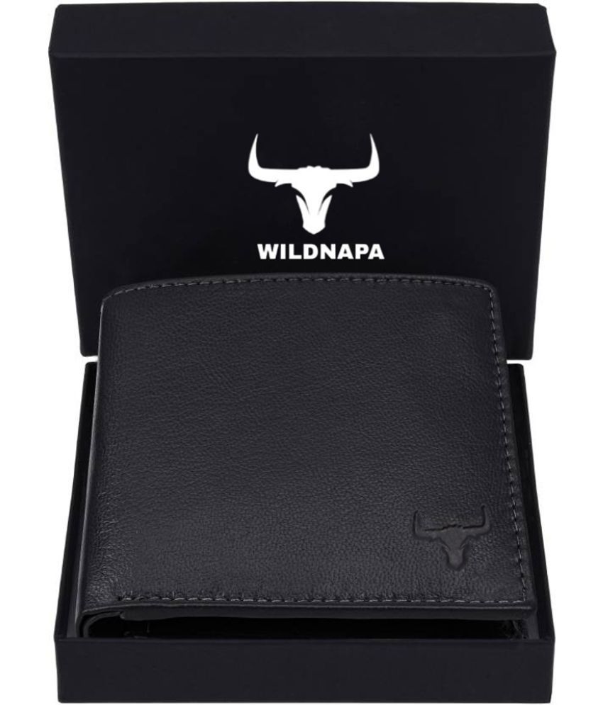     			WILDNAPA 100% Leather Solid Men's Regular Wallet With 8 Slots For Card ( Black , Pack of 1 )