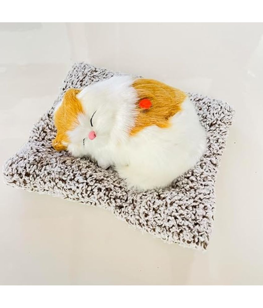     			Cute Cat Sleeping On Carpet Plush Toy with Press Simulation Sound, Stuffed Cat Animal Fur Soft Toys with Sound for Kids Car Dashboard Cat & Office Desk Decoration