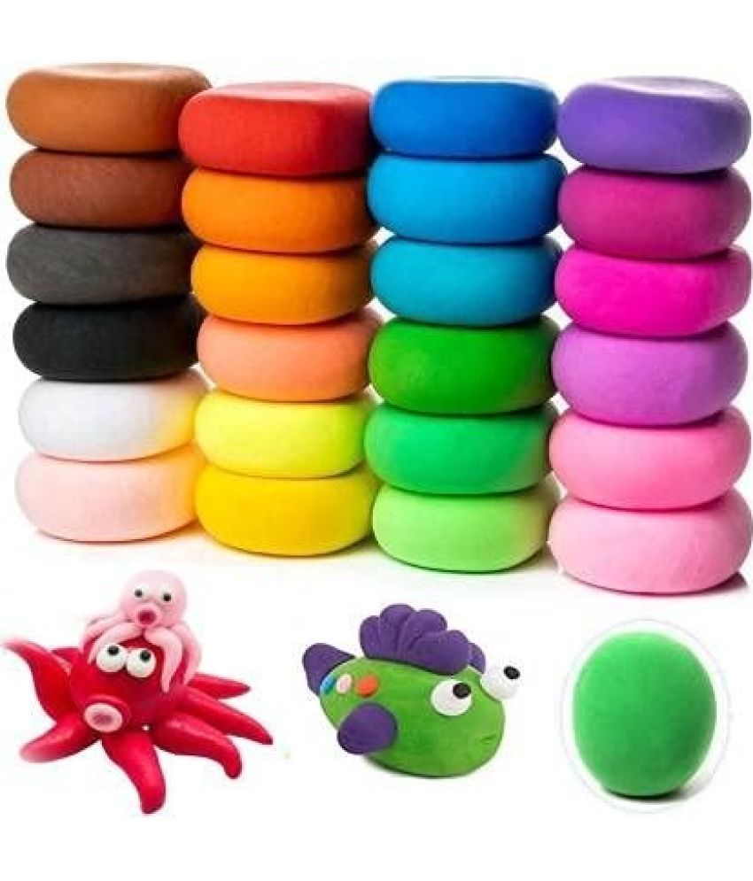     			Eclet (Pack of 12) Air Dry Clay, Colorful Children Soft Clay, Creative Art Crafts, Gifts for Kids-Multi Color. Non-Toxic Modeling Magic Fluffy Foam Bouncing Clay Putty Kit for Kids with Tools.124