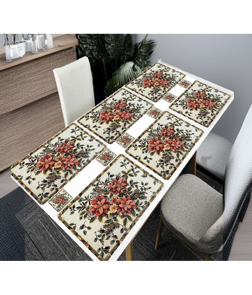     			Revexo PVC Floral Rectangle Table Mats & Coasters ( 40 cm x 30 cm ) Pack of 12 - Multi