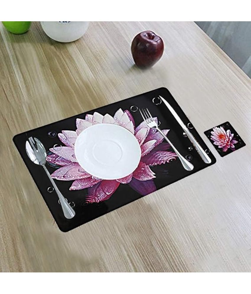     			Revexo PVC Floral Rectangle Table Mats & Coasters ( 40 cm x 30 cm ) Pack of 12 - Multi