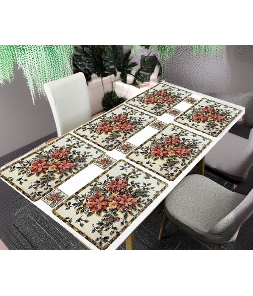     			Revexo PVC Floral Rectangle Table Mats & Coasters ( 40 cm x 30 cm ) Pack of 12 - Multi