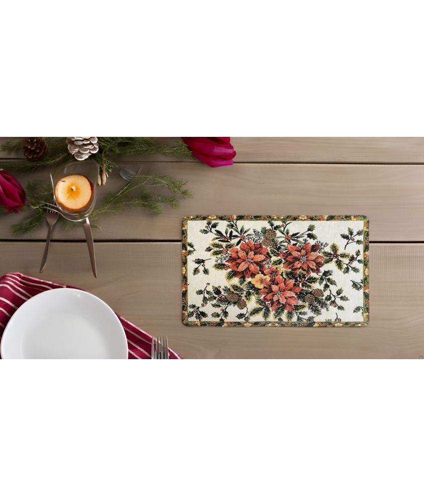     			Revexo PVC Floral Rectangle Table Mats ( 40 cm x 32 cm ) Pack of 1 - Multi