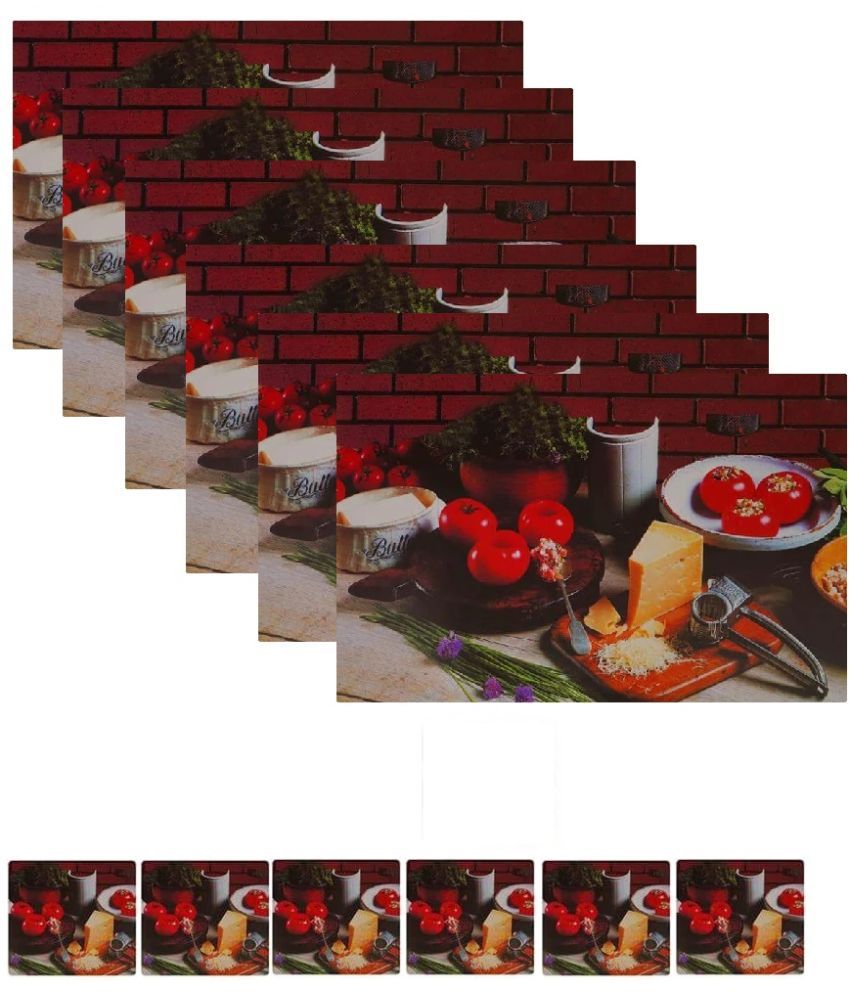     			Revexo PVC Floral Rectangle Table Mats & Coasters ( 40 cm x 30 cm ) Pack of 12 - Multi