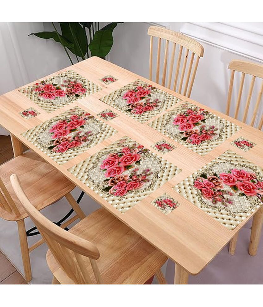     			Revexo PVC Floral Rectangle Table Mats & Coasters ( 40 cm x 30 cm ) Pack of 12 - Multi