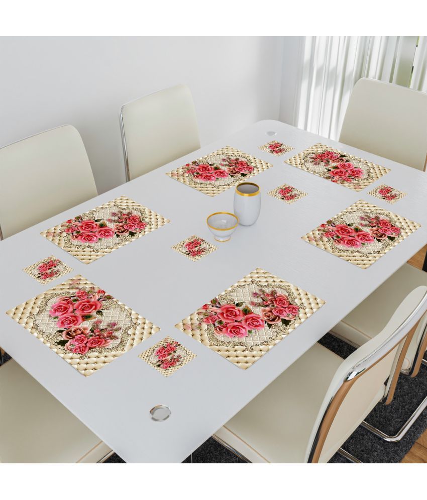     			Revexo PVC Floral Rectangle Table Mats & Coasters ( 40 cm x 30 cm ) Pack of 12 - Multi