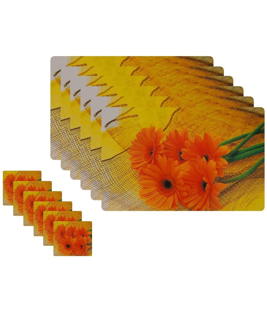     			Revexo PVC Floral Rectangle Table Mats & Coasters ( 40 cm x 30 cm ) Pack of 12 - Multi