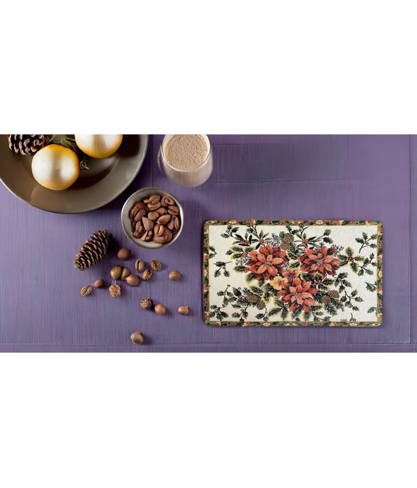     			Revexo PVC Floral Rectangle Table Mats ( 40 cm x 32 cm ) Pack of 1 - Multi