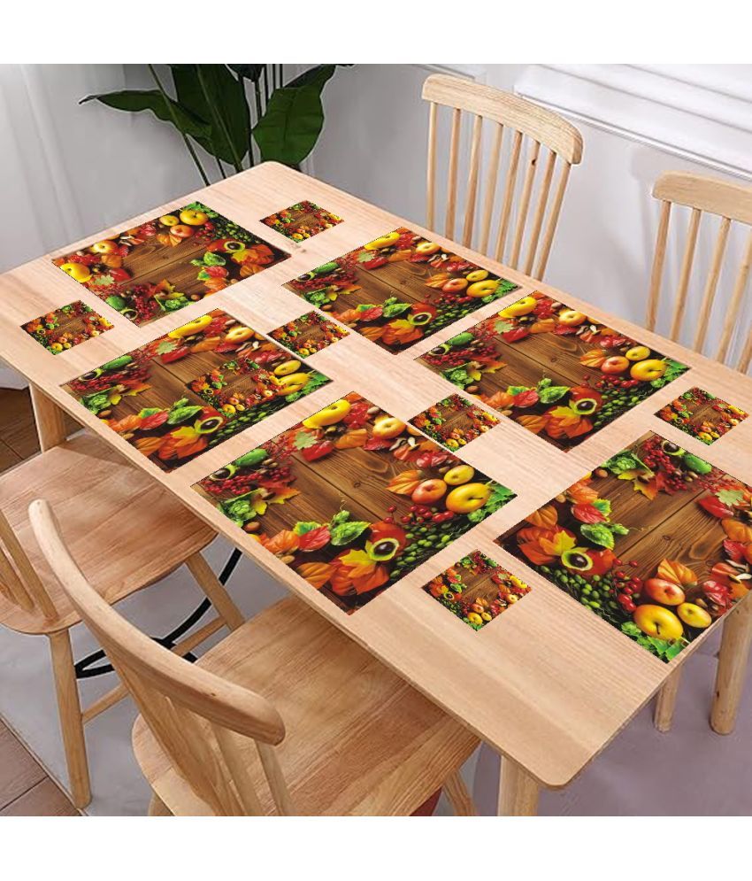     			Revexo PVC Floral Rectangle Table Mats & Coasters ( 40 cm x 30 cm ) Pack of 12 - Multi