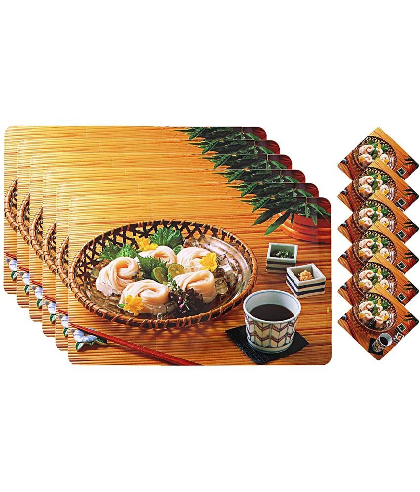     			Revexo PVC Floral Rectangle Table Mats & Coasters ( 40 cm x 30 cm ) Pack of 12 - Multi