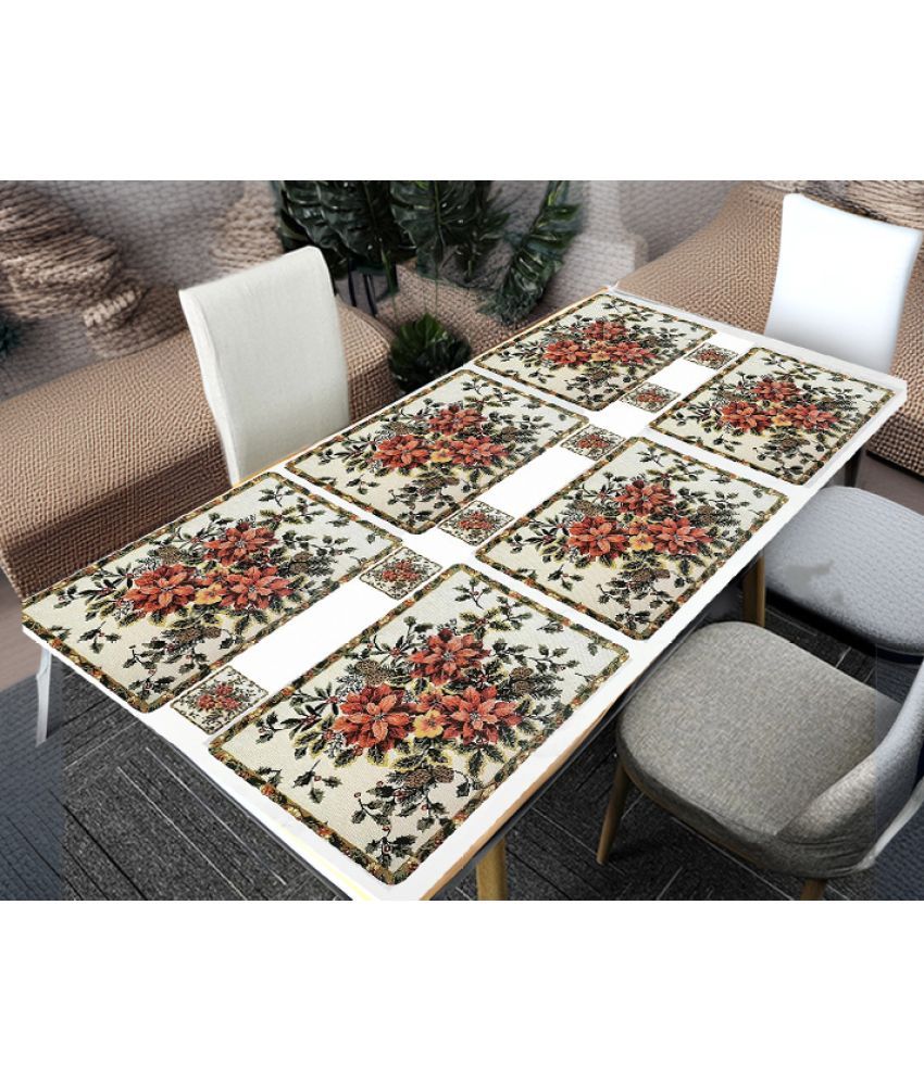     			Sanraksshan PVC Floral Rectangle Table Mats & Coasters ( 40 cm x 32 cm ) Pack of 12 - Multi