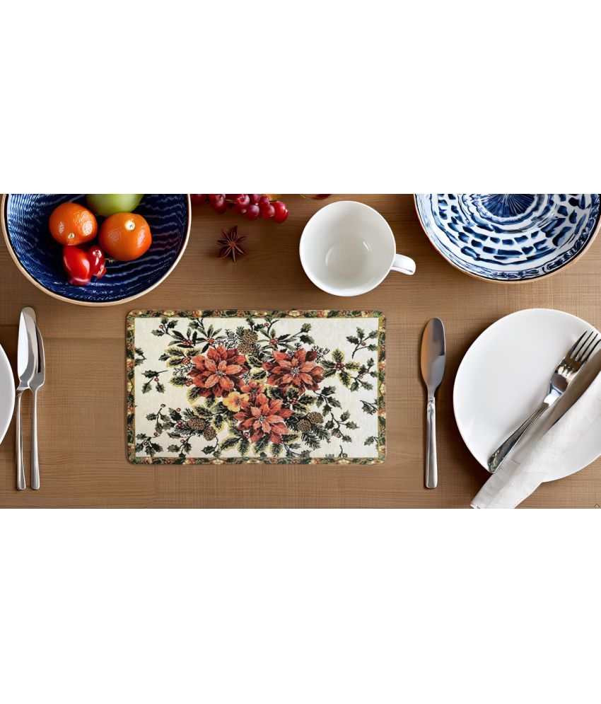     			Sanraksshan PVC Floral Rectangle Table Mats ( 40 cm x 32 cm ) Pack of 6 - Multi