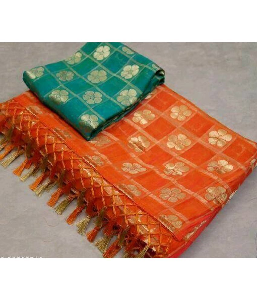     			Shree Gullak Silk Pack of 1 Jacquard Printed Saree With Blouse Piece ( Orange )