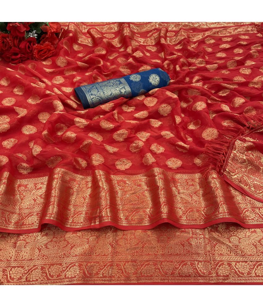     			Shree Gullak Silk Pack of 1 Jacquard Woven Saree With Blouse Piece ( Red )