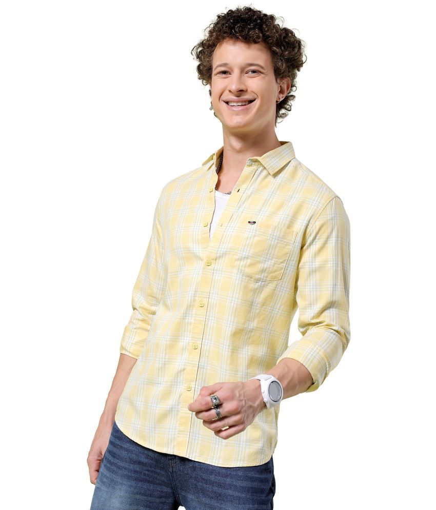     			The Indian Garage Co. 100% Cotton Slim Fit Checks Full Sleeves Men's Casual Shirt - Yellow ( Pack of 1 )