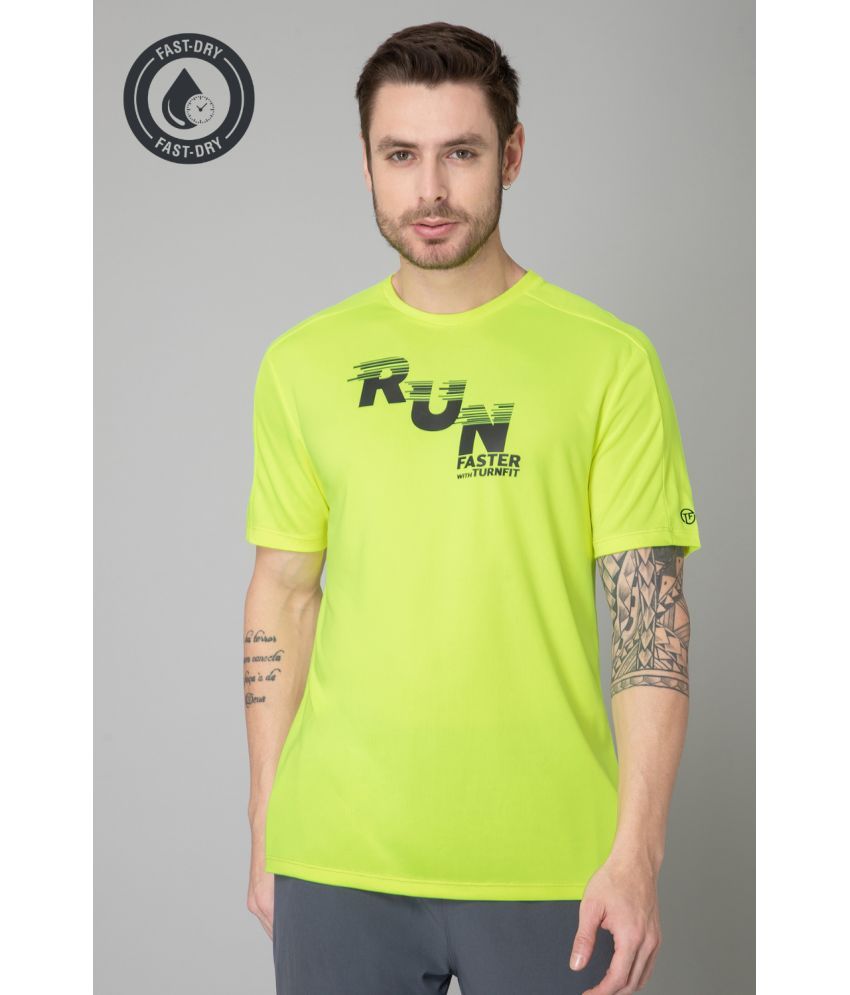     			Turnfit Polyester Regular Fit Printed Half Sleeves Men's Round T-Shirt - Light Green ( Pack of 1 )