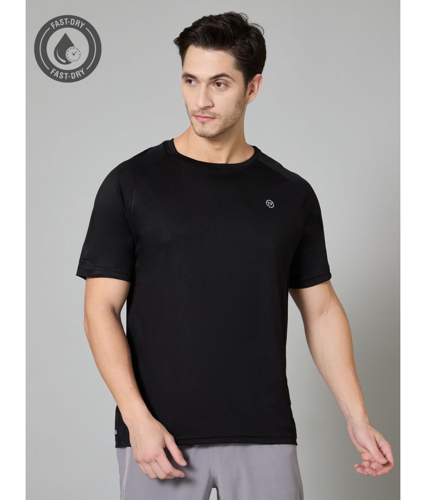     			Turnfit Polyester Regular Fit Solid Half Sleeves Men's Round T-Shirt - Black ( Pack of 1 )