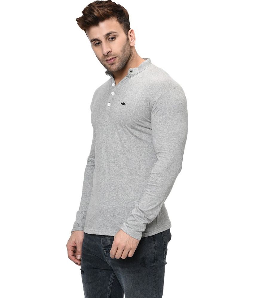     			Alexender Cotton Blend Regular Fit Solid Full Sleeves Men's Henley T-Shirt - Grey ( Pack of 1 )