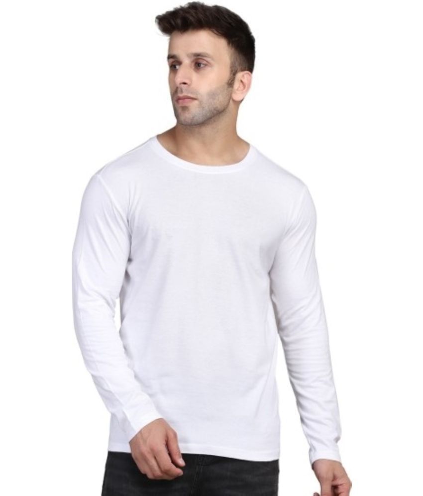     			Alexender Cotton Blend Regular Fit Solid Full Sleeves Men's Round T-Shirt - White ( Pack of 1 )