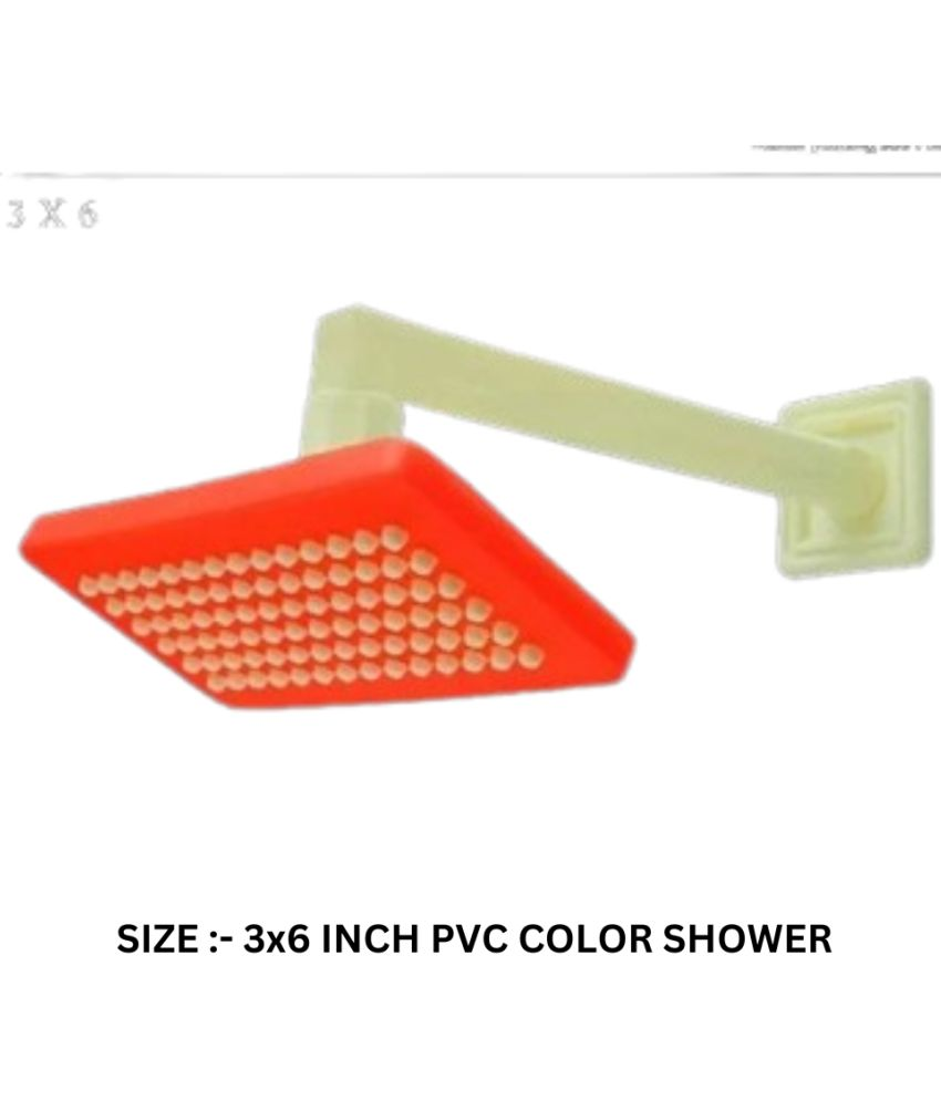     			BATHONIX 3x6" PVC Red Feny Shower with 9" Arm Plastic (ABS) Overhead Shower