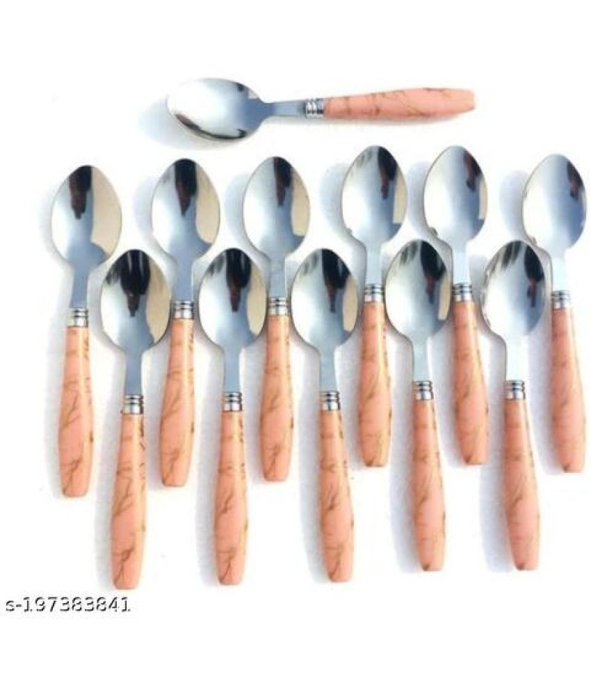     			BLUENIN Kitchen Product Stainless Steel Baby Spoon Beige ( Pack of 12 )