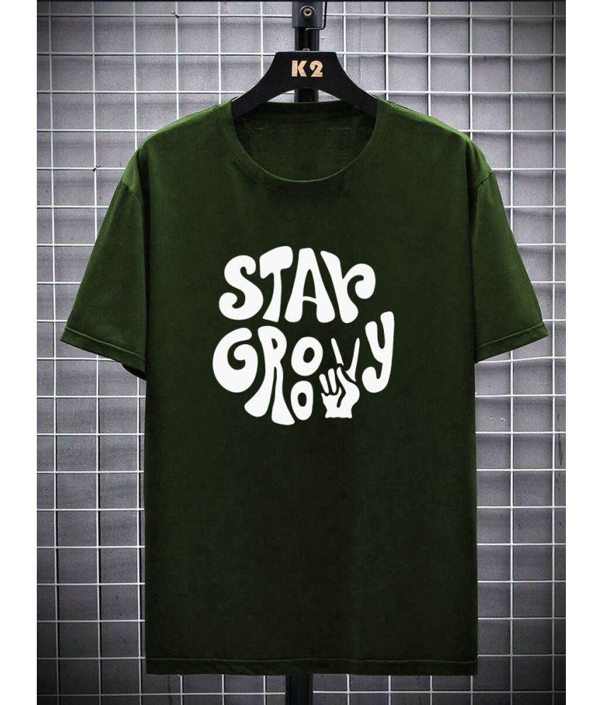     			Calm Down Cotton Blend Oversized Fit Printed 3/4th Sleeves Men's Round T-Shirt - Green ( Pack of 1 )