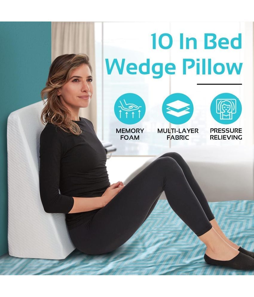     			DEBIK Wedge Pillow for Sleeping & Acid Reflux Relief, Memory Foam Back / Lumbar Support (White)