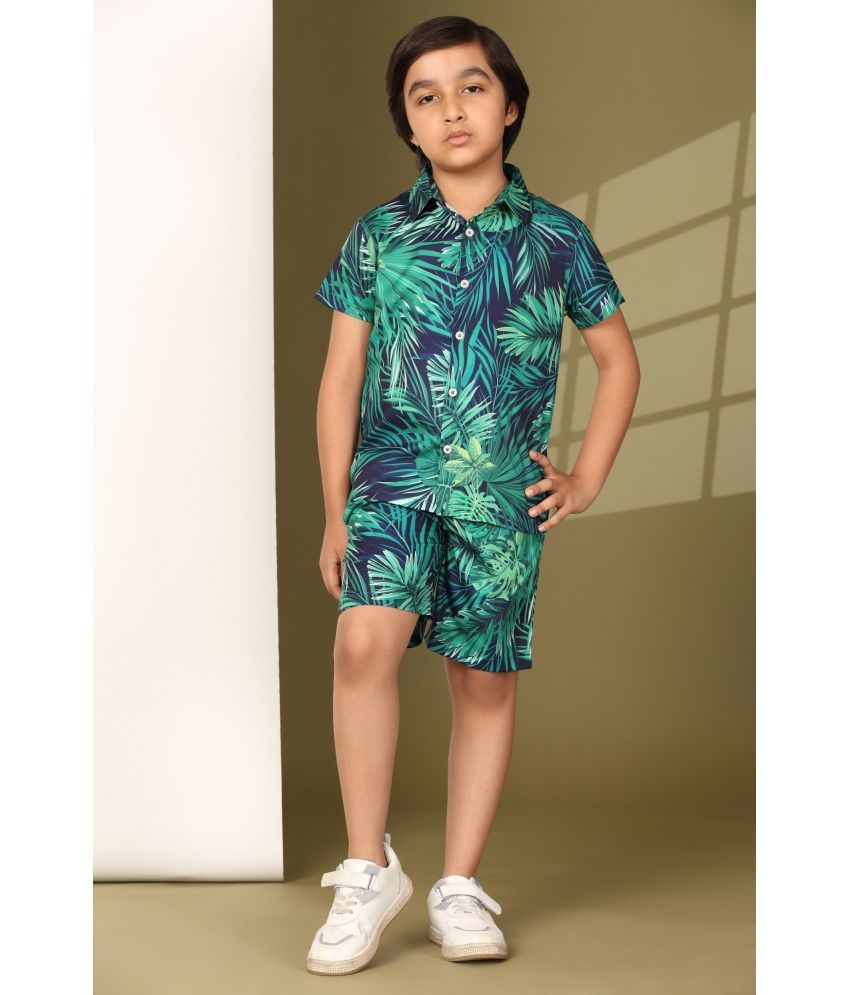     			ENCIGER Pack of 1 Boys Polyester Shirts & Shorts Set ( Olive )