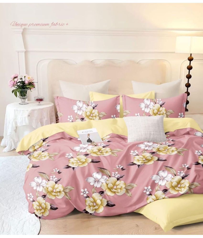     			FURNISHING HUT Glace Cotton 1 Double Bedsheet with 2 Pillow Covers ( Baby Pink )