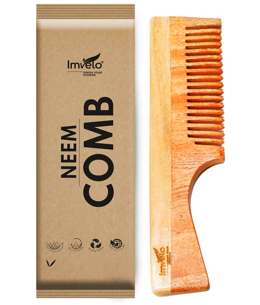     			Imvelo Wooden Neem Comb with Wide  Tooth– Anti-Dandruff, Anti-Static & Scalp Friendly , Biodegradable & Chemical-Free Hair Care