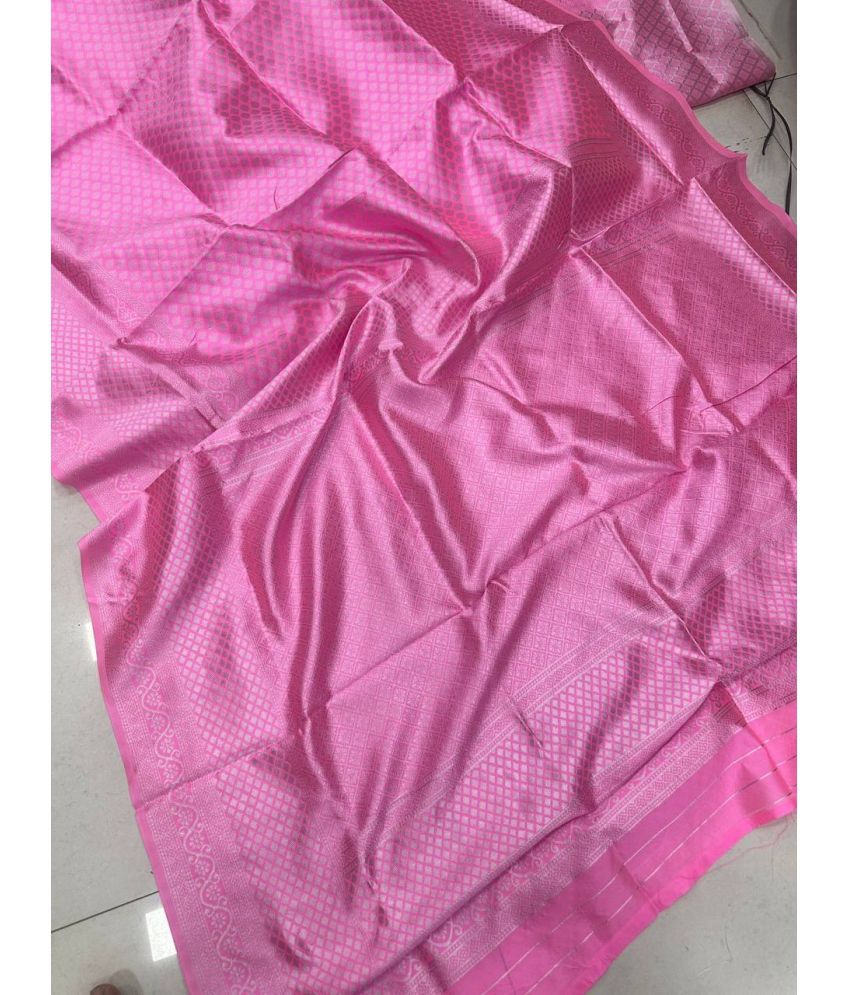     			Lady Shopi Pack of 1 Silk Blend Solid Saree With Blouse Piece ( Pink )