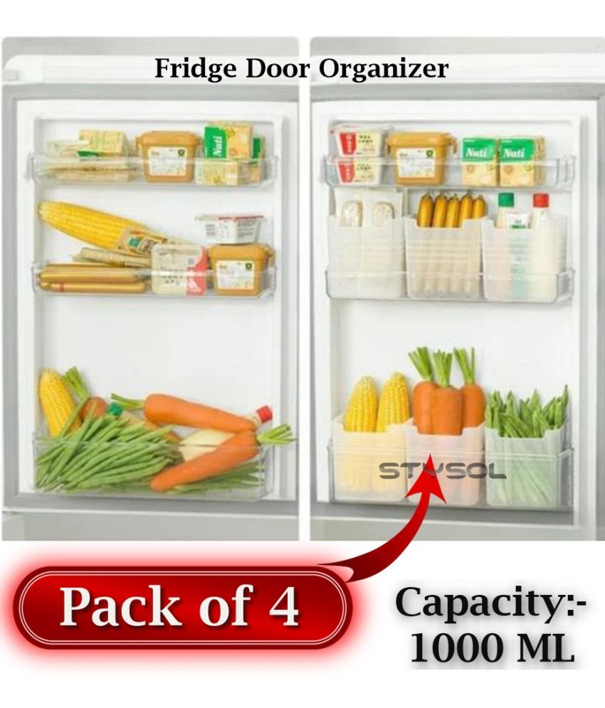     			Stysol Fridge container Plastic White Multi-Purpose Container ( Set of 4 )