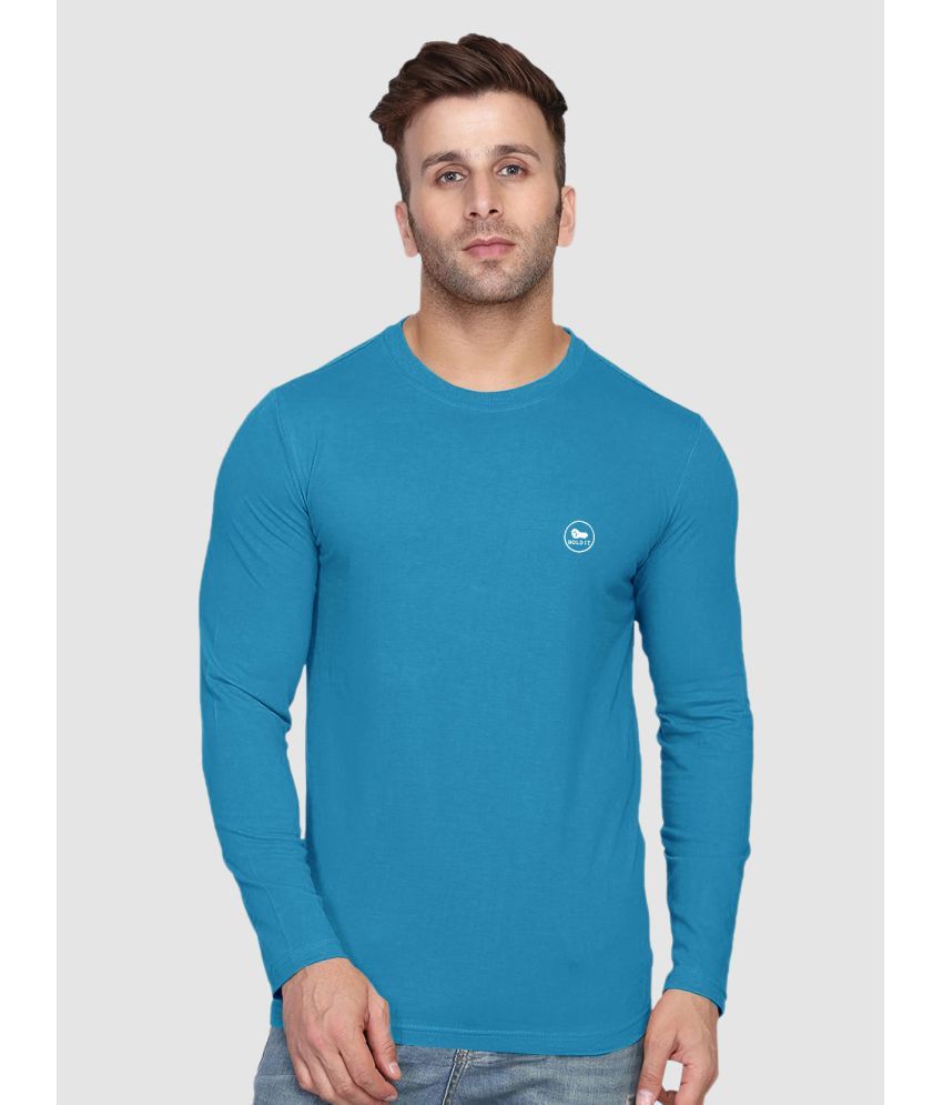     			TAZO Cotton Blend Regular Fit Solid Full Sleeves Men's Round T-Shirt - Blue ( Pack of 1 )