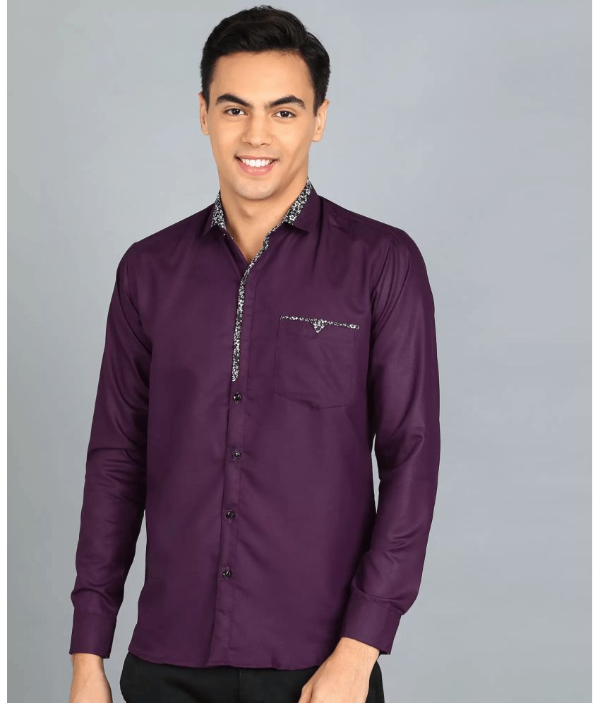     			VERTUSY Cotton Blend Regular Fit Solids Full Sleeves Men's Casual Shirt - Purple ( Pack of 1 )