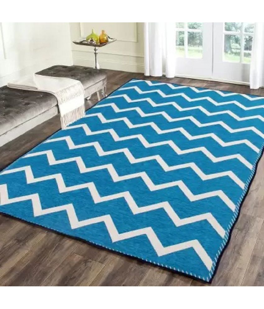     			Zesture Aqua Chenille Carpet Abstract 4x6 Ft