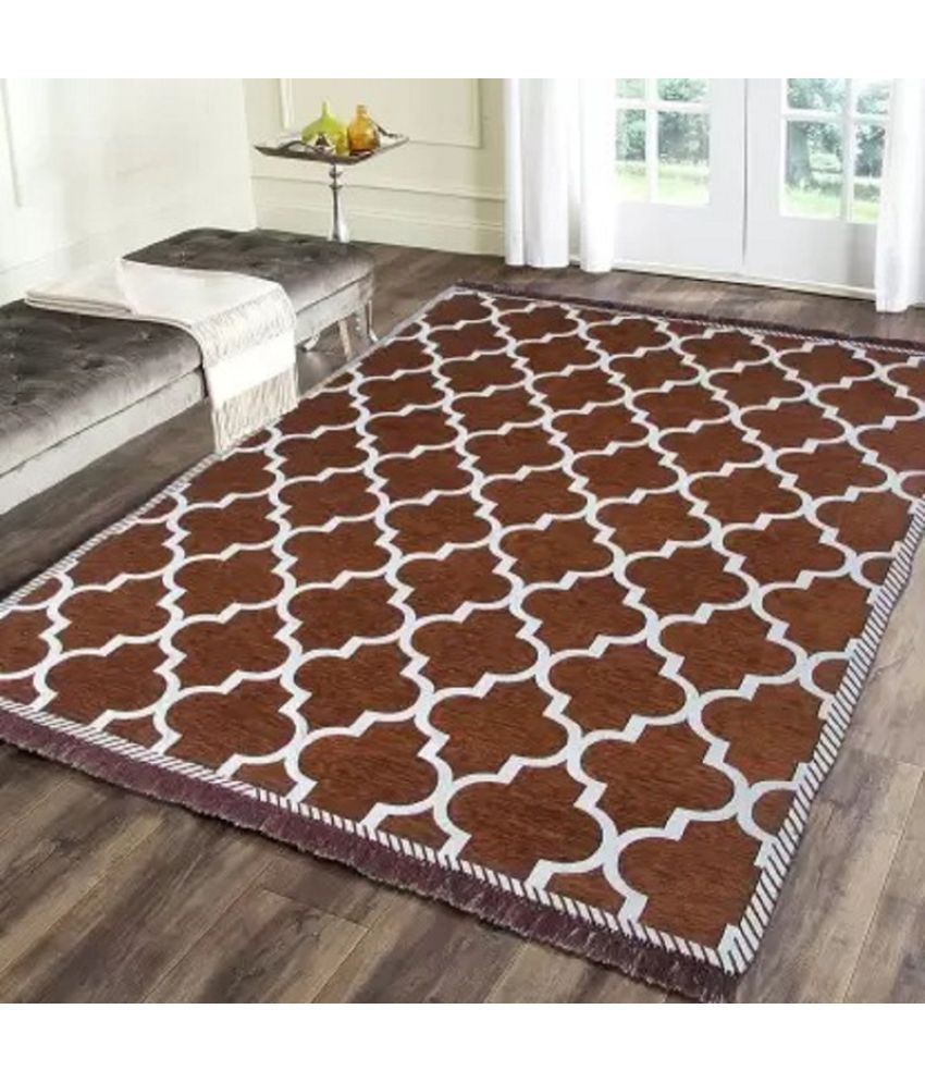     			Zesture Brown Chenille Carpet Abstract 4x6 Ft