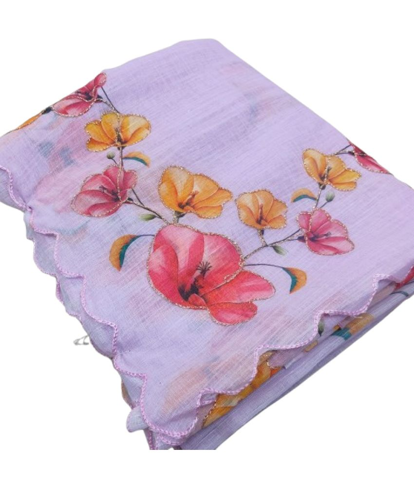     			supalee Tex Pack of 1 Linen Printed Saree With Blouse Piece ( Purple )