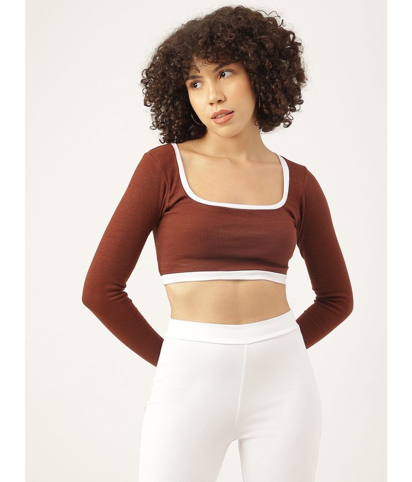     			Aahwan Brown Cotton Blend Women's Crop Top ( Pack of 1 )