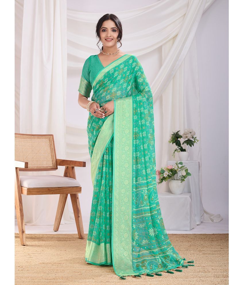     			RekhaManiyar Pack of 1 Chiffon Printed Saree With Blouse Piece ( Light Green )