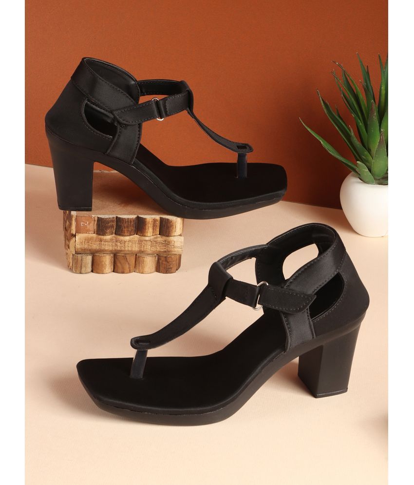     			Sneakersvilla Black Women's Sandal Heels