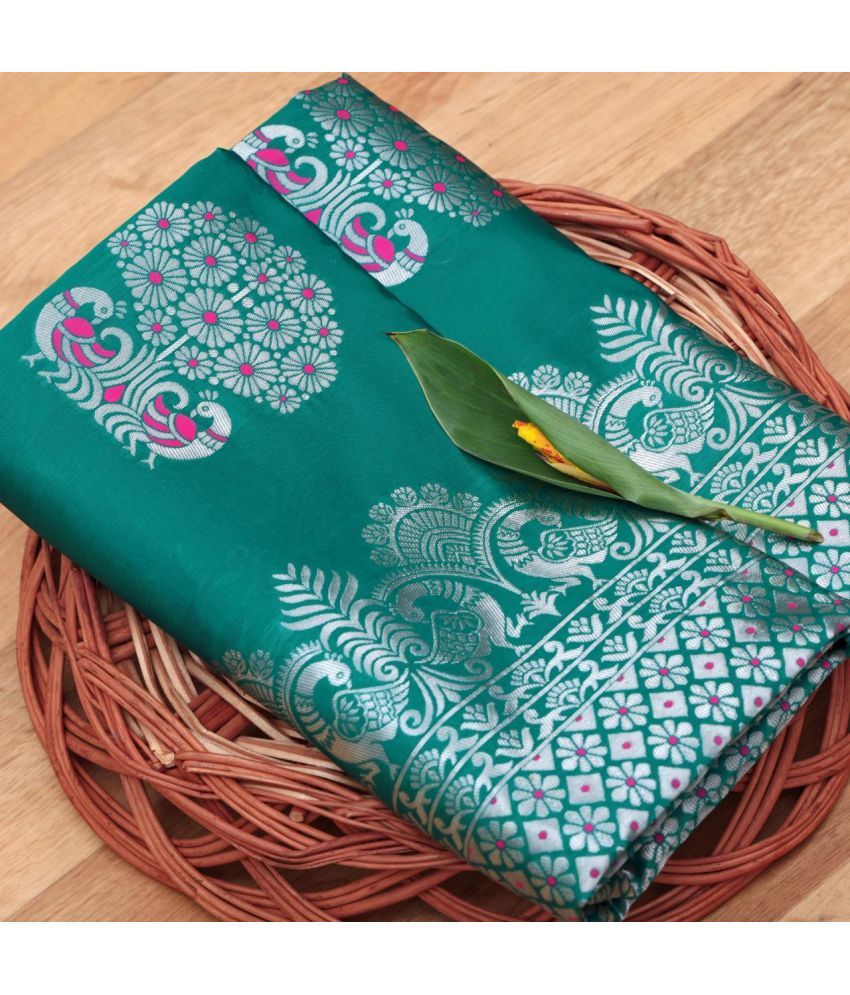     			Vividvibe Pack of 1 Kanjivaram Silk Self Design Saree With Blouse Piece ( Green )