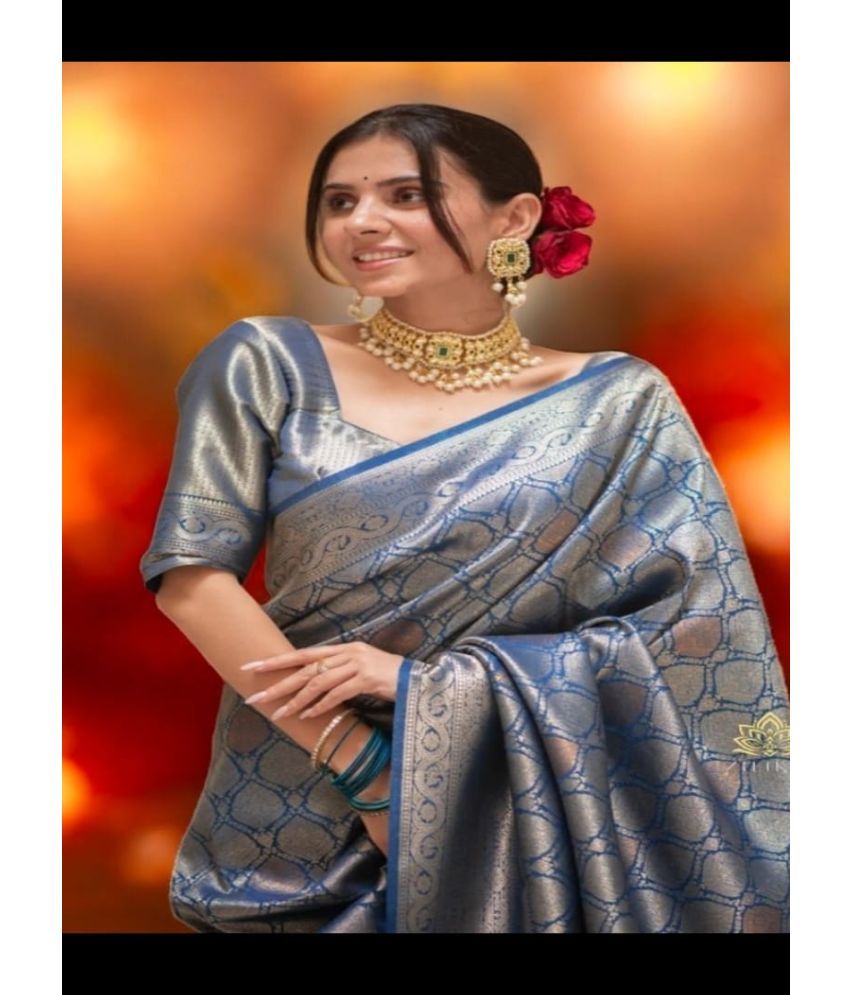     			Vividvibe Pack of 1 Kanjivaram Silk Self Design Saree With Blouse Piece ( Multicolor )